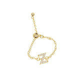 Micro Pave CZ Alphabet Charm Chain Ring