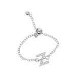 Micro Pave CZ Alphabet Charm Chain Ring