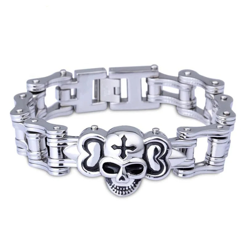 Skull Head Stainless Steel Cycling Bracelet