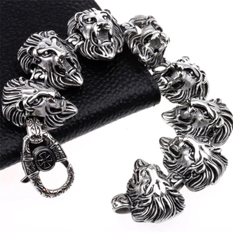 Lion Head Titanium Steel Bracelet - Men's Domineering Jewelry