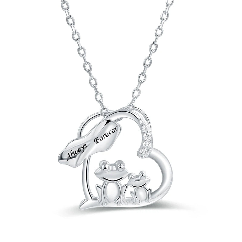 925 Silver Frog Mom & Kids Necklace Mother's Jewelry