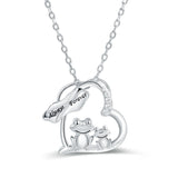 925 Silver Frog Mom & Kids Necklace Mother's Jewelry