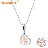 Mother Daughter Father Forever Necklace 925 Silver Heart Pendant