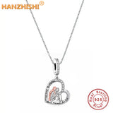 Mother Daughter Father Forever Necklace 925 Silver Heart Pendant