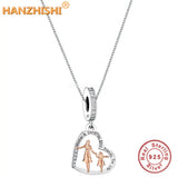 Mother Daughter Father Forever Necklace 925 Silver Heart Pendant
