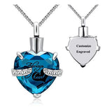 Heart Crystal Urn Cremation Necklace Pendant Birthstone Memorial Keepsake