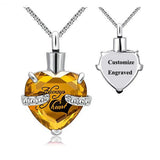 Heart Crystal Urn Cremation Necklace Pendant Birthstone Memorial Keepsake