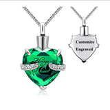 Heart Crystal Urn Cremation Necklace Pendant Birthstone Memorial Keepsake