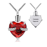 Heart Crystal Urn Cremation Necklace Pendant Birthstone Memorial Keepsake