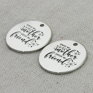 Mother & Daughter Pendant Necklace, Silver Plated, 22mm, 5Pcs/Lot
