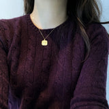 925 Sterling Silver Square Card Necklace Clavicle Chain Pendant