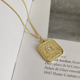 925 Sterling Silver Square Card Necklace Clavicle Chain Pendant
