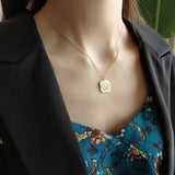 925 Sterling Silver Square Card Necklace Clavicle Chain Pendant