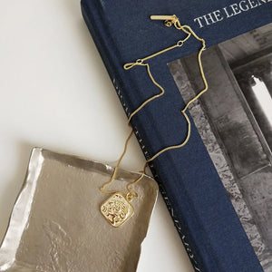 925 Sterling Silver Square Card Necklace Clavicle Chain Pendant