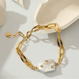Baroque Pearl Bracelet CZ Crystal Charms Bangle For Lovers