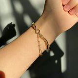 Baroque Pearl Bracelet CZ Crystal Charms Bangle For Lovers