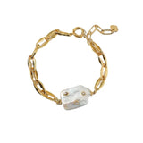 Baroque Pearl Bracelet CZ Crystal Charms Bangle For Lovers