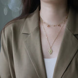 14K Baroque Square Clavicle Necklace for Women