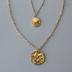 14K Bohemian Retro Double Necklace Sweater Chain Irregular Pendant Necklace