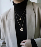 14K Bohemian Retro Double Necklace Sweater Chain Irregular Pendant Necklace
