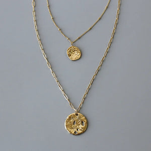 14K Bohemian Retro Double Necklace Sweater Chain Irregular Pendant Necklace