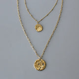 14K Bohemian Retro Double Necklace Sweater Chain Irregular Pendant Necklace