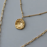 14K Bohemian Retro Double Necklace Sweater Chain Irregular Pendant Necklace