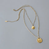 14K Bohemian Retro Double Necklace Sweater Chain Irregular Pendant Necklace