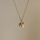 14K Lion Clavicle Chain Necklace Choker Pendant