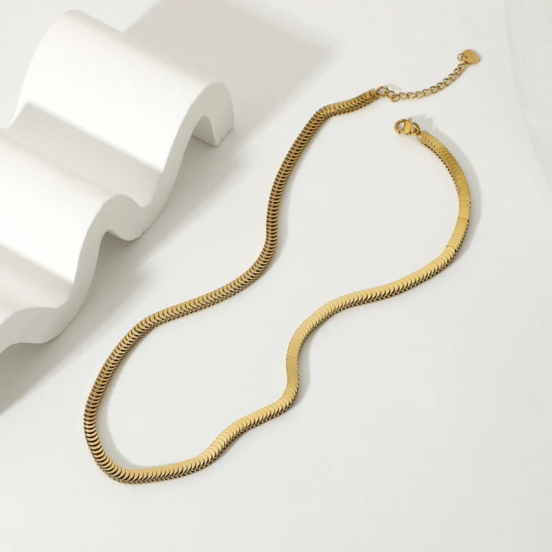 14K Centipede Chain Necklace Minimalist Punk Jewelry for Female