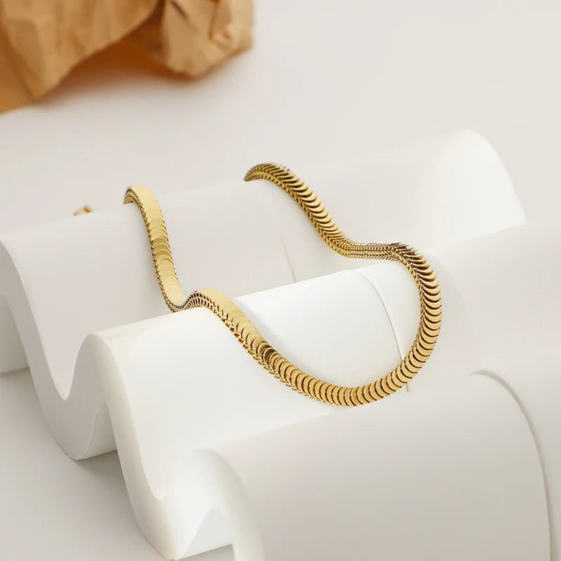 14K Centipede Chain Necklace Minimalist Punk Jewelry for Female