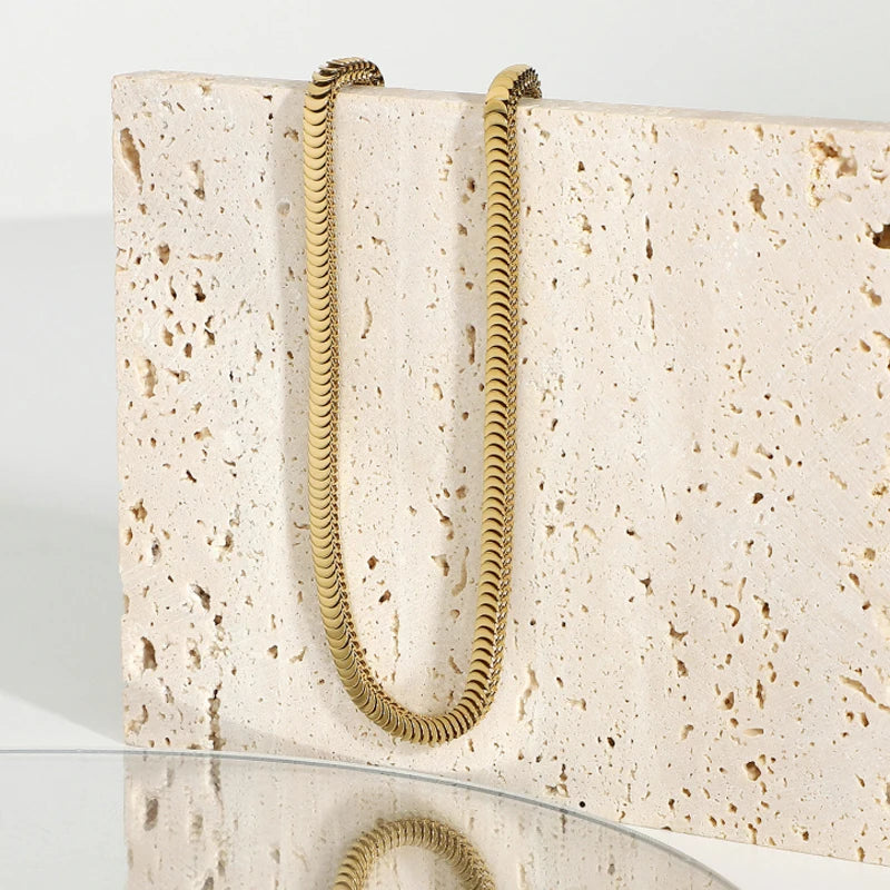 14K Centipede Chain Necklace Minimalist Punk Jewelry for Female