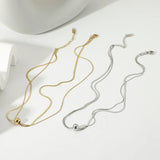 14K Double Snake Chain Round Bead Pendant Necklace