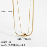 14K Double Snake Chain Round Bead Pendant Necklace