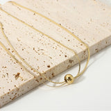 14K Double Snake Chain Round Bead Pendant Necklace
