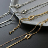 14K Double Layer Chain Necklace Choker Set for Women