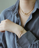 14K Double Layer Chain Necklace Choker Set for Women