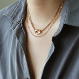 14K Double Layer Chain Necklace Choker Set for Women