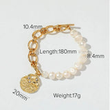 14K Freshwater Pearl Bracelet with Zircon Pave Charms