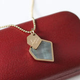 14K Irregular Geometric Grey Shell Choker Necklace