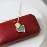 14K Irregular Geometric Grey Shell Choker Necklace