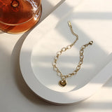 14K Love Heart Bracelet Peach Heart Chain Bracelet For Women