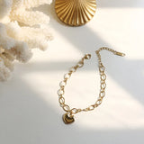 14K Love Heart Bracelet Peach Heart Chain Bracelet For Women