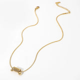 14K Snake Bone Chain Pendant Necklace Minimalist Design Gift