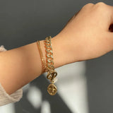 14K Baroque Pearl Bracelet Cuban Chain Bangle for Women