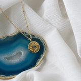 14K Evil Eye Coins Necklace Pendant with Crystal Chain for Women