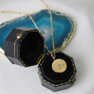 14K Evil Eye Coins Necklace Pendant with Crystal Chain for Women