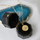 14K Evil Eye Coins Necklace Pendant with Crystal Chain for Women