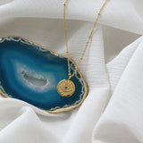 14K Evil Eye Coins Necklace Pendant with Crystal Chain for Women