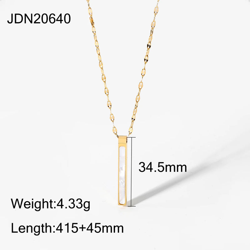 14K Shell Column Pendant Blade Chain Necklace